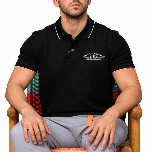 POLO NEGRO ENZO DOBLE BORDADO PSYCHO BUNNY