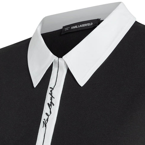 VESTIDO NEGRO CONTRAST SIGNATURE KARL LAGERFELD