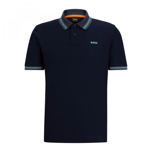 POLO AZUL PEGLITCH KNIT BOSS