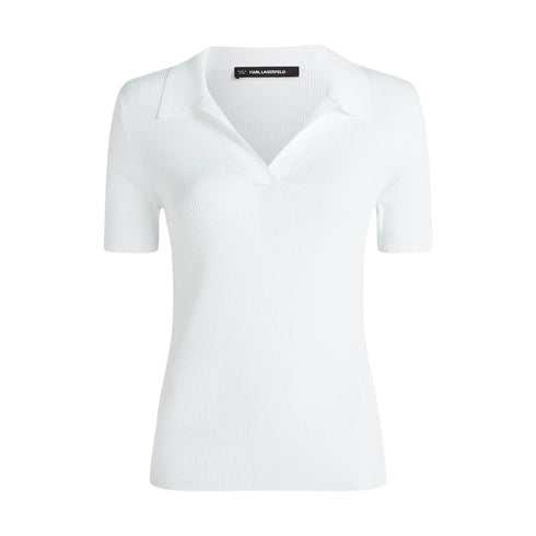 POLO BLANCO RIB LOGO KARL LAGERFELD